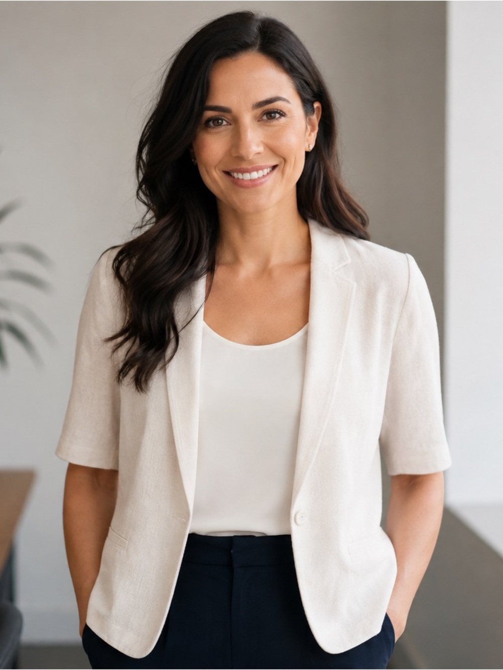 Carole White 3/4 Quarter Sleeve Open-Front Blazer